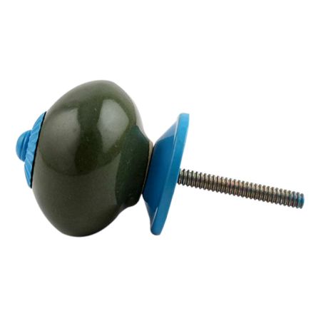 Olive Round Turquoise Fitting Ceramic Knob